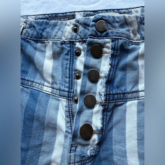 Habitual Girls Ariah Blue and White Striped Wide Leg Cotton Pants 27 - Picture 7 of 14